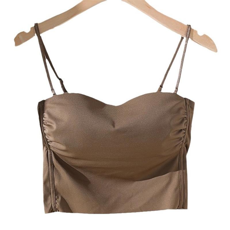 Tube Top Seamless Underwear Women's One Cup Simple and Versatile Beauty Back Sling Removable Shoulder Strap Bra Summer Thin