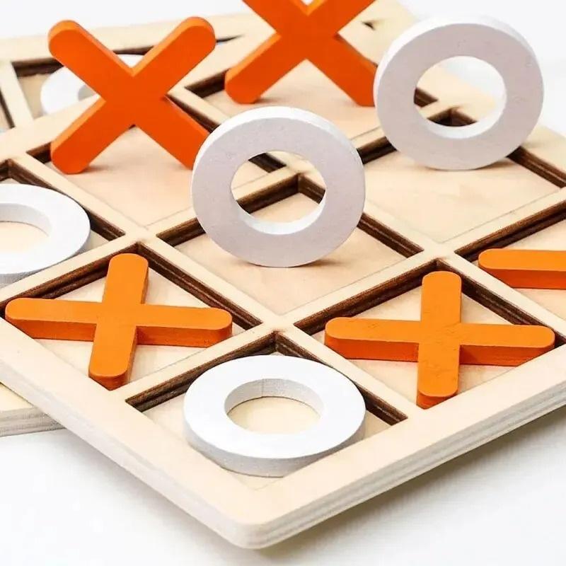 Wooden Tic Tac Toe Games Puzzle Templates XO Table Chess Board Game for Kids Family Activities Educational Toys Birthday Gift