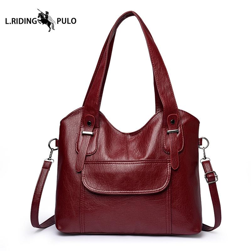 Large Capacity Handbag/shoulder Bag, Trendy Soft Leather, for Middle-aged Women