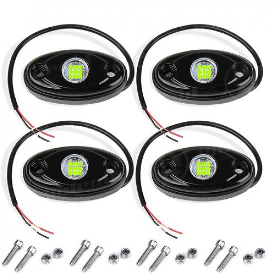4Pods Green LED Rock Underbody Wheel Lights For Jeep Offroad Truck UTV ATV Boat