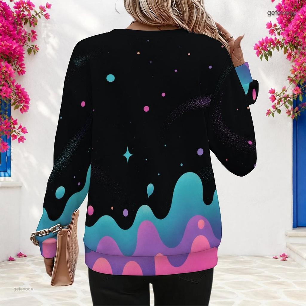 Womens Plus Size Crew Neck Sweatshirt Soft Loose Long Sleeve Casual Leisure Street Daily Pullover