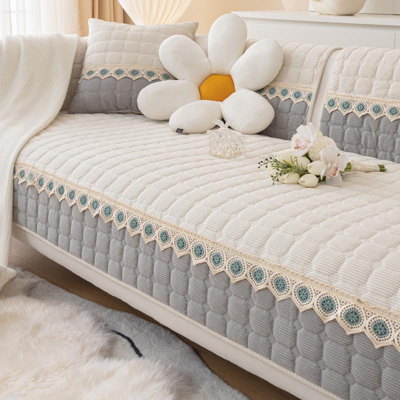 Plush Sofa Cushion Warm Heart Fabric Cushion Non-Slip Simple Modern European Style Sofa Cover Slipcover Layered Cover Cloth