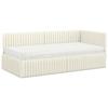 Corner Bed Frame with Mattress 2 Pcs Cream Velvet