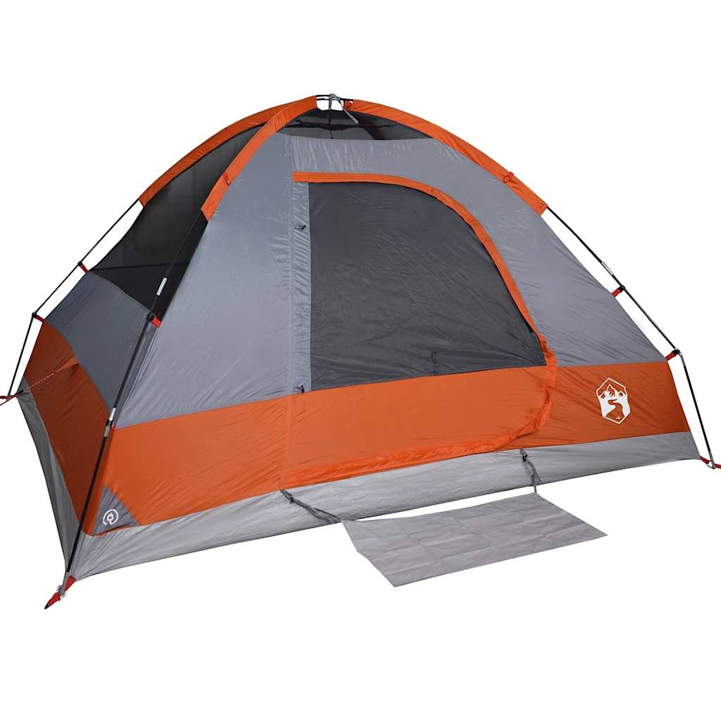 Dome Camping Tent for 4 Persons Grey and Orange Waterproof