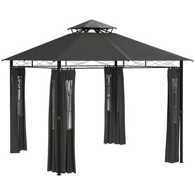 Pavillon Partyzelt Gartenpavillon, 3 x 3 x 2,88 m, Dunkelgrau