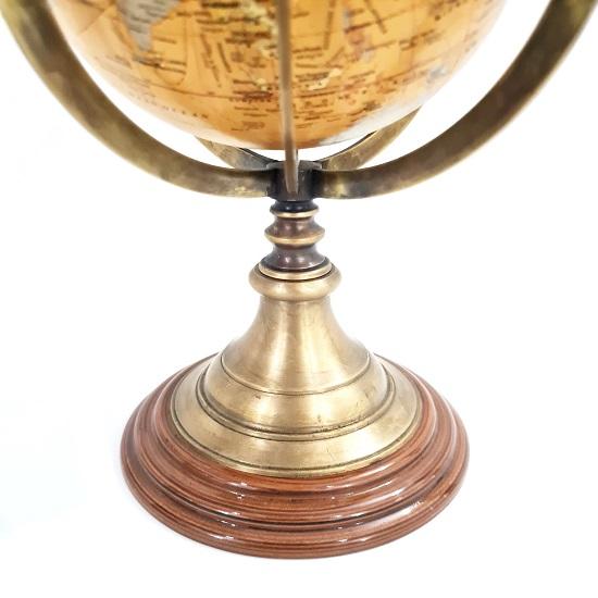 30.48 Esfera Armilar de Latão Náutico Globo Mundial Base de Madeira Preta Decorativa para Casa