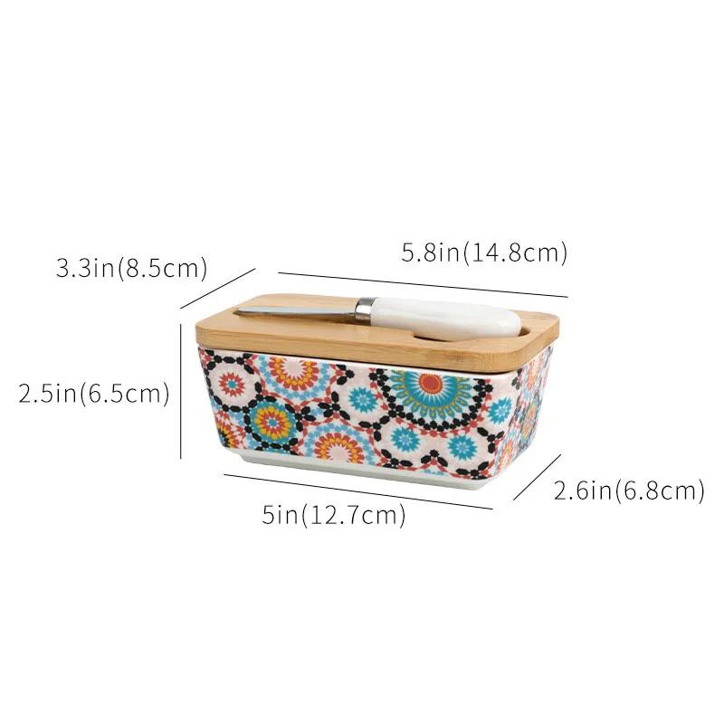 

Butter Box Ceramic Thickened Storage Box with Lid Retro Household Kitchen Sealed and Fresh-keeping Cheese Storage Box