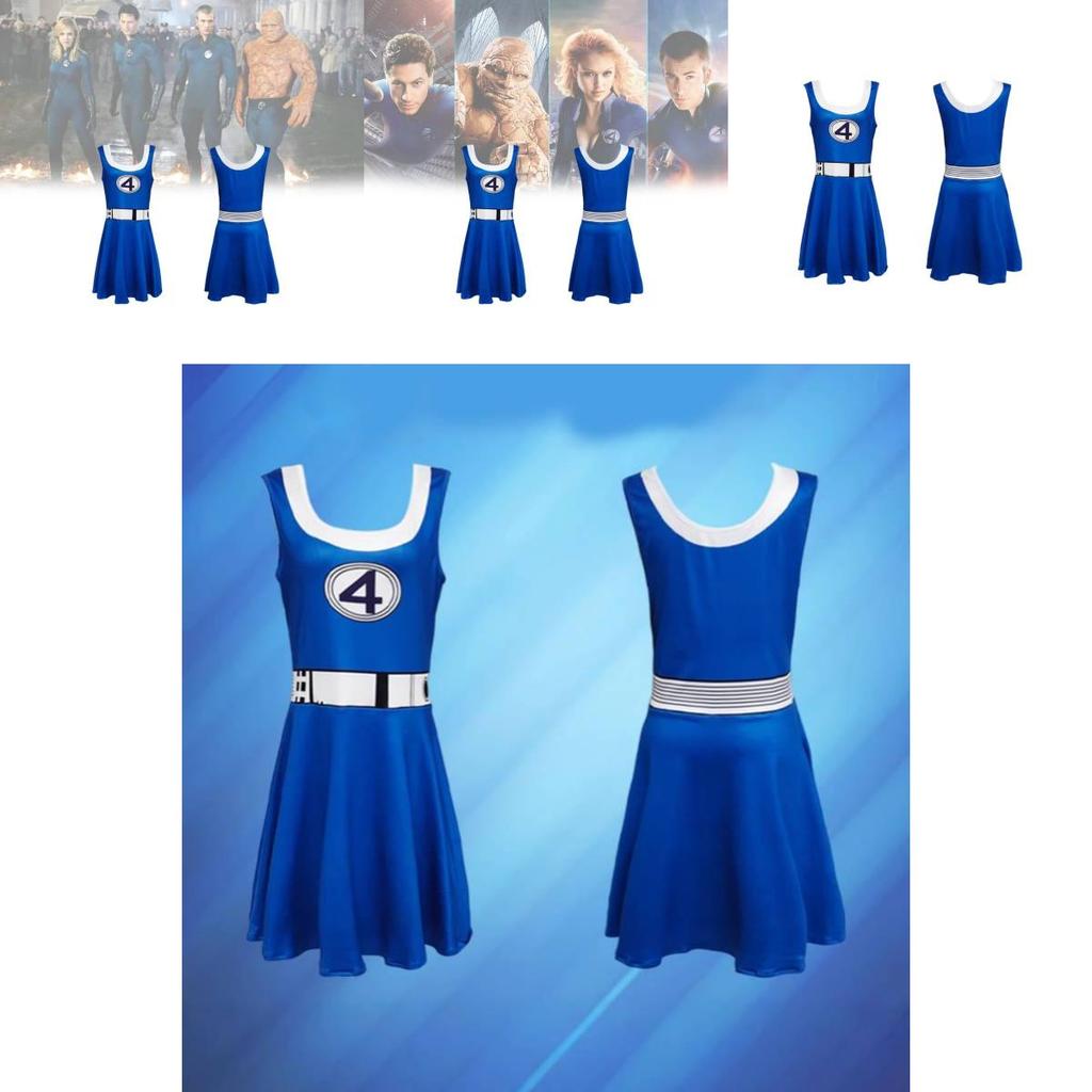 Fantastic Four Invisible Woman Bodysuit For Stage Performance Cosplay With Stretchy Polyester For Adults