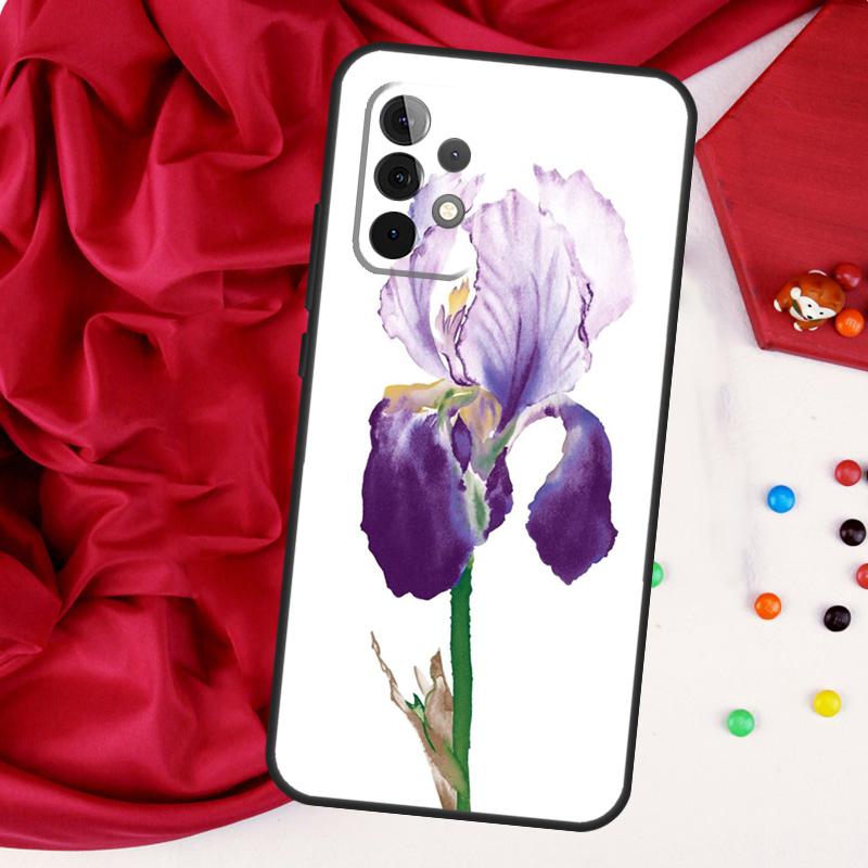 Iris Purple Flower Watercolor For Samsung Galaxy A56 A36 A26 A16 A05 A06 A22 A32 A52 A54 A34 A14 A55 A15 A53 A33 A35 Case