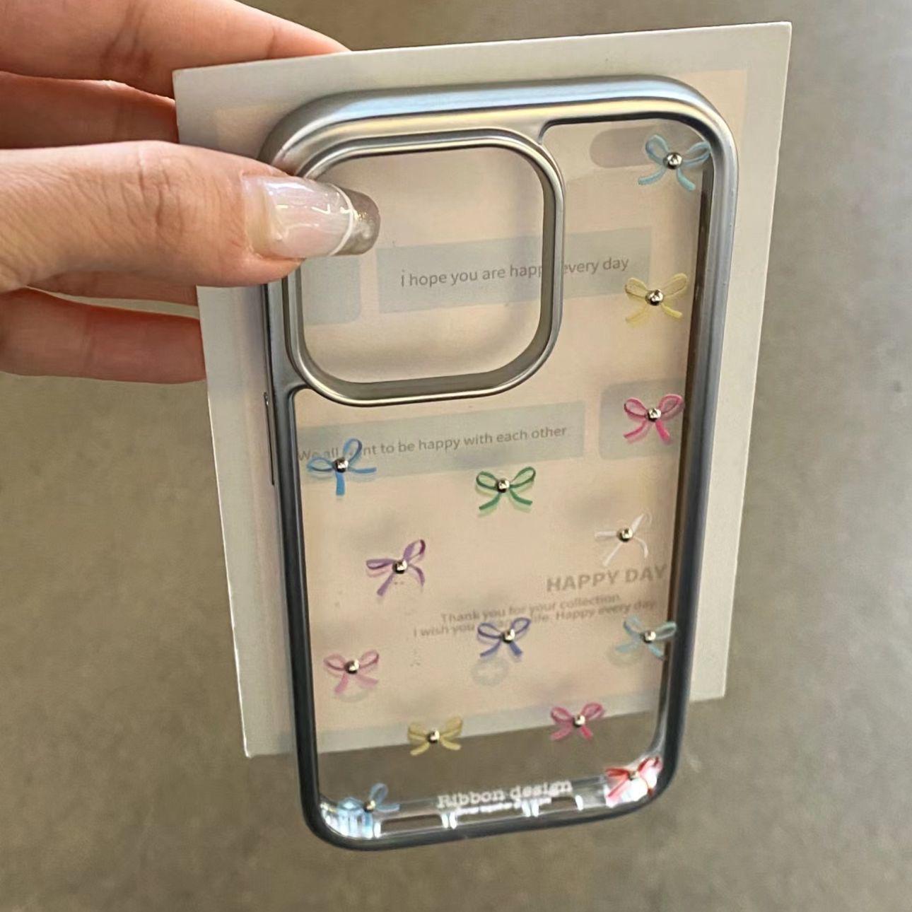 

Electroplated Colored Bow Case for iPhone 16 Pro Max and Apple 14 iPhone XS Max