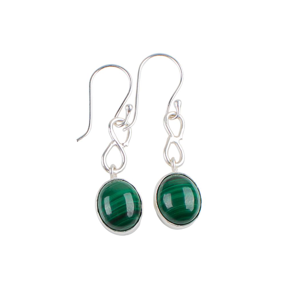 Natural Malachite Gemstone 925 Sterling Silver Jewelry Handmade Earrings 1.60" EE-12-33
