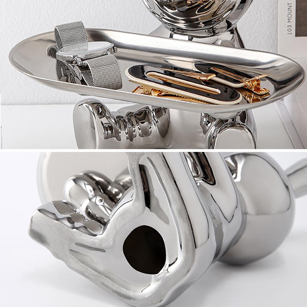 Ceramic Entrance Storage Tray Rabbit Statue Craft Electroplating Rabbit Figurines Organizer Tray Home Decor for Home Living Room