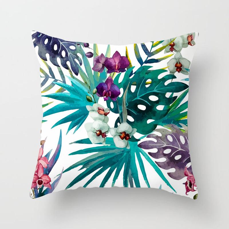 Ins Plant Flower Peach Skin Fleece Pillow Cover Sofa Car Pillow Cushion Cover Lunch Home Furnishing