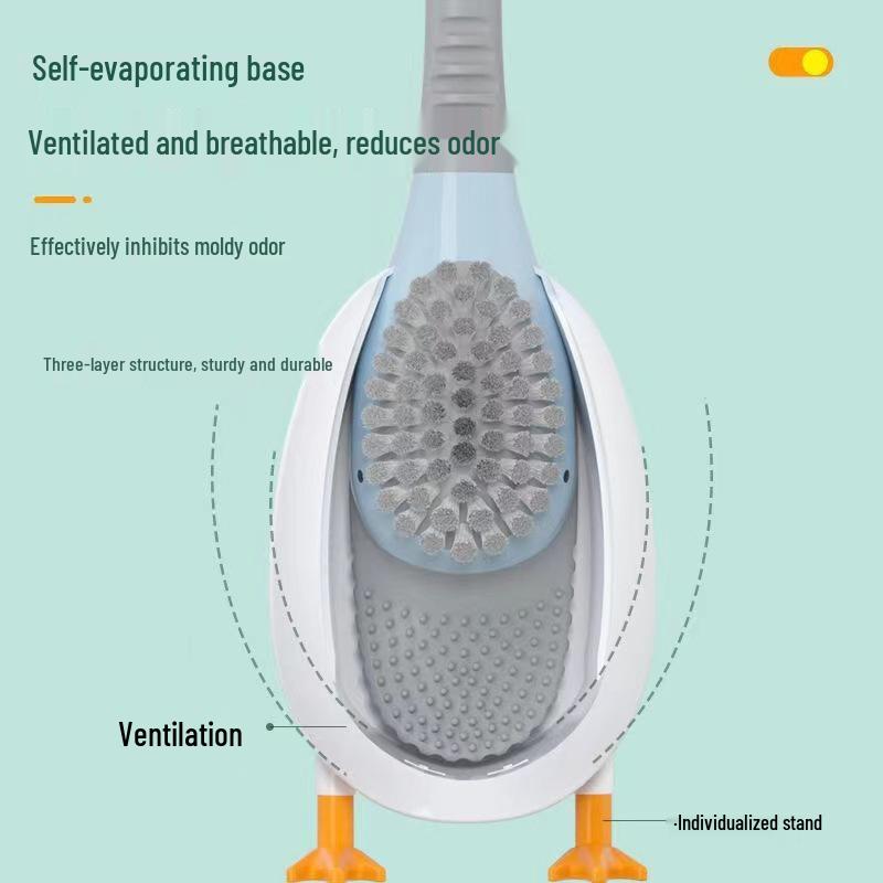 Yellow Duck Silicone Toilet Brush - Punch-Free Dead Angle Cleaner