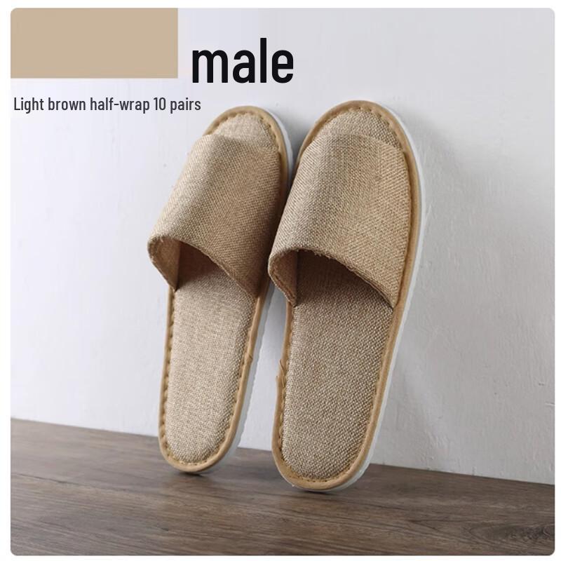 Одноразовые отельные полупокрывающие льняные тапочки