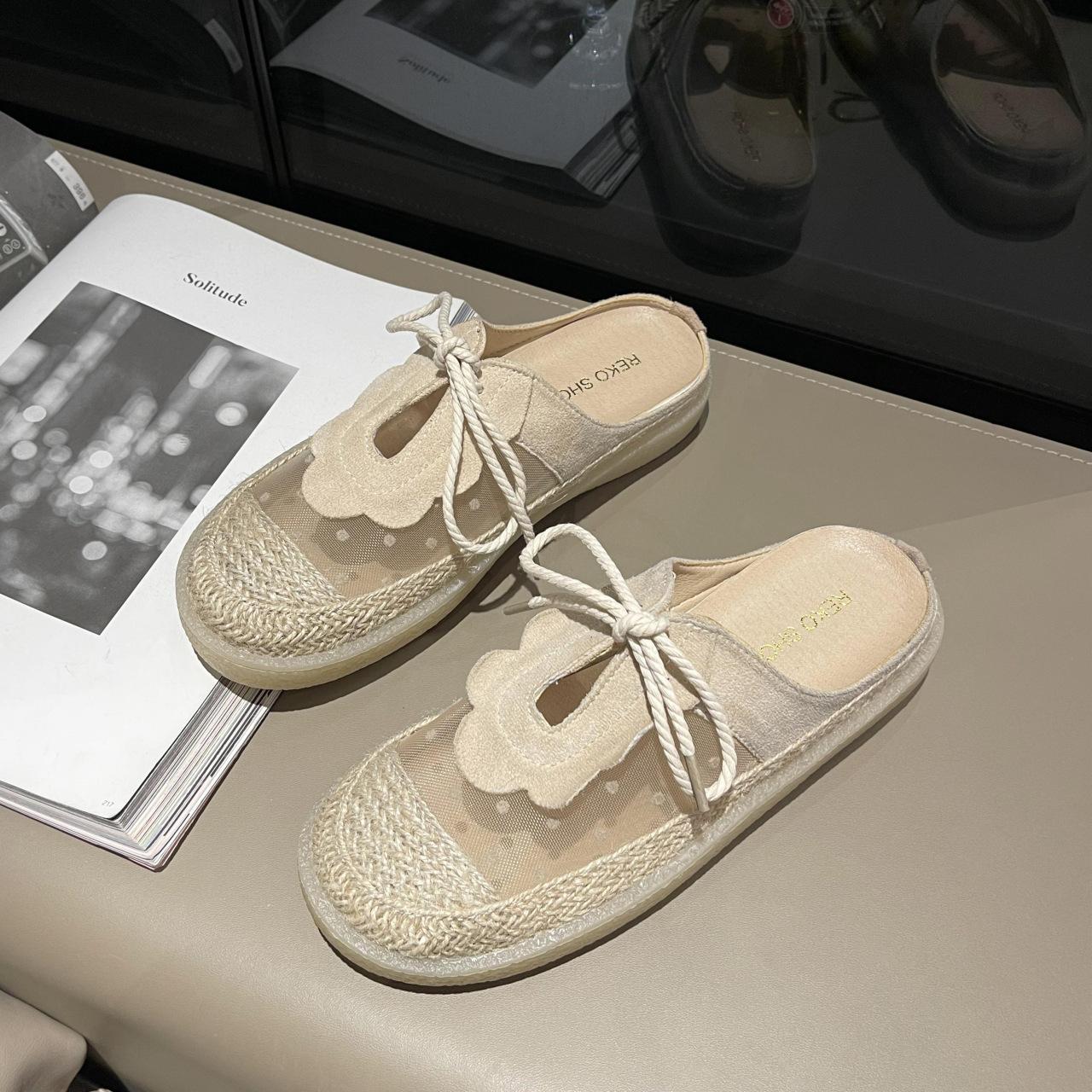 

Баотоу тапочки женские 2025 лето новый фея ветер обувь рыбака с юбкой плоская подошва одна педаль полуподдержка одинарная обувь 40 абрикосовый