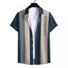 Men's 1116 New European Retro American Stripe Printed Short Sleeve Shirt