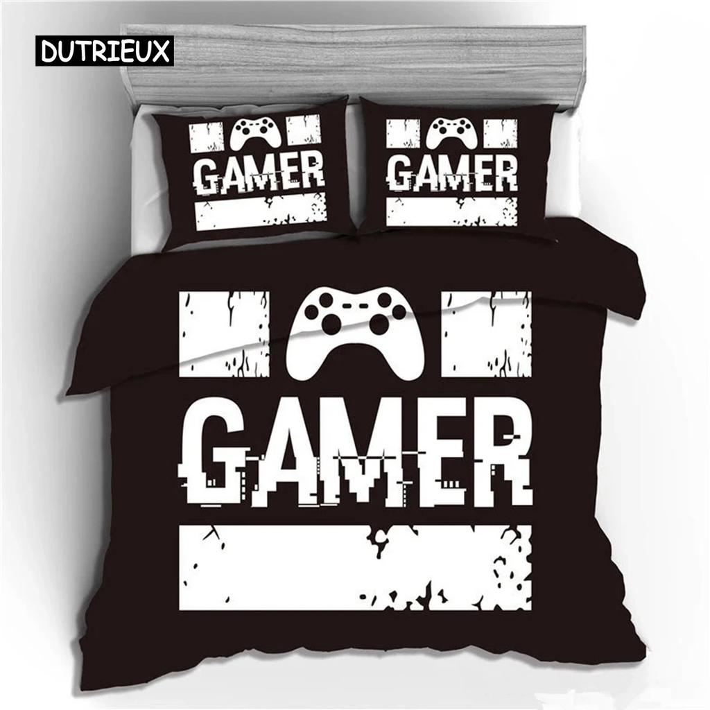 Gamepad Comforter Cover Gamer Bedding Set Teens Video Game Duvet Cover for Youth Kids Boys Modern Game Controller Bedspread