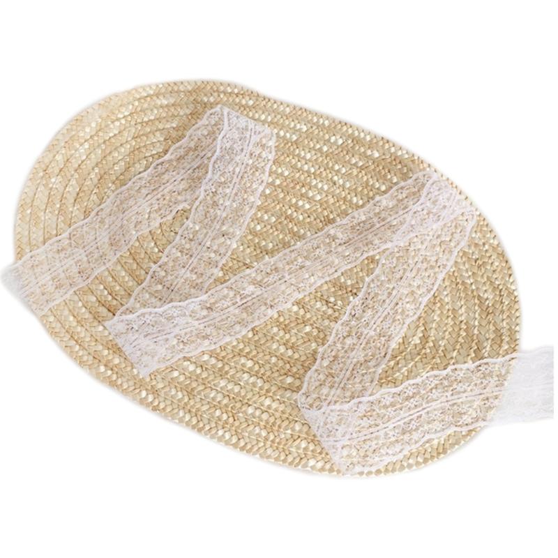 

French Style Straw Hat TeaParty Sun Hat Christening Lace Hat Female Headdress