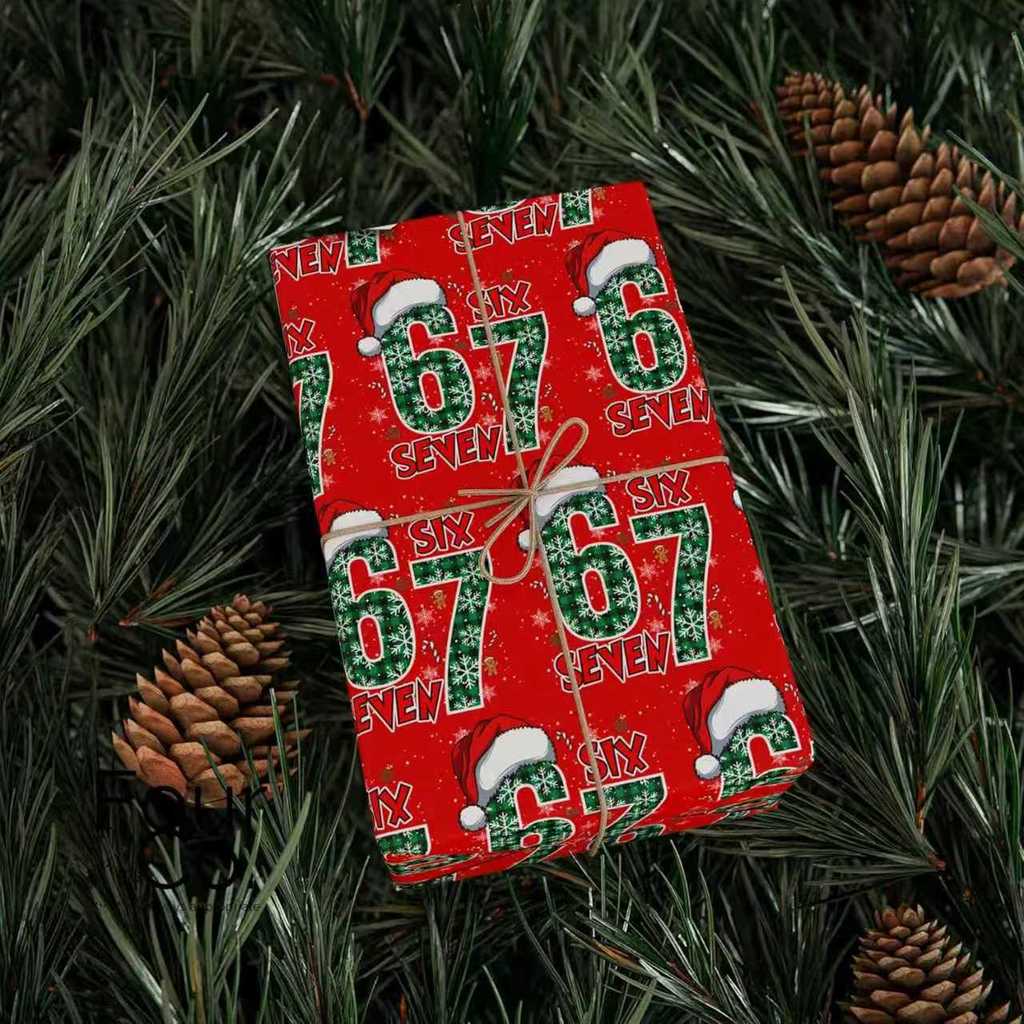 Christmas Gift Wrap Selfadhesive Paper With Santa And Reindeer Design For Holiday Packaging