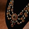 Vintage Baroque Rhinestone Earrings & Pearl Water Drop Necklace Set