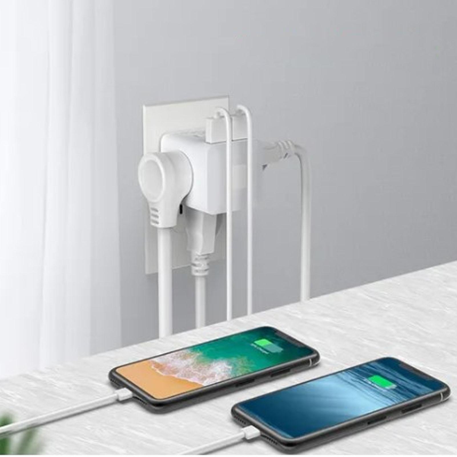 

Multi Plug Outlet Extender Electrical Wall Outlet Splitter with 4 15amp AC Outlets 2 USB Ports Multiple Plug Wall Adapter білий