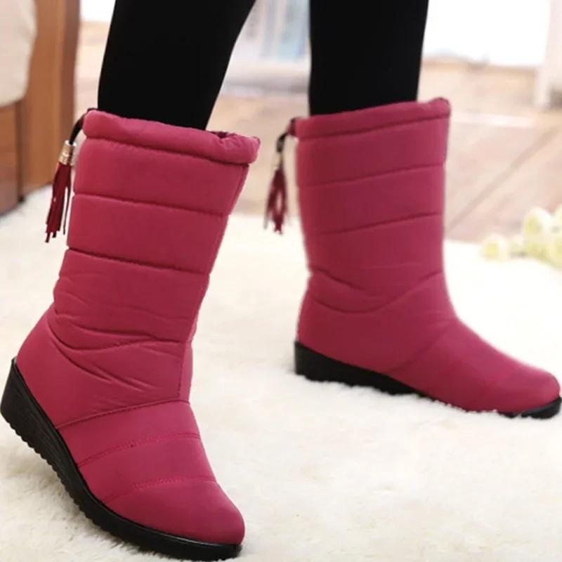 Waterproof Women's Snow Boots Fashion Tassel Cotton Shoes Soft Sole Ultra Light Warm Plush Ladies Plus Size Winter Footwear