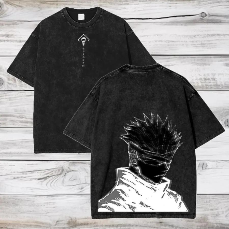 Gojo Satoru Jujutsu Kaisen Pánské Dámské Tričko Prané Bavlněné Tričko Oblečení Léto Krátký Rukáv Nadměrná Trička Streetwear