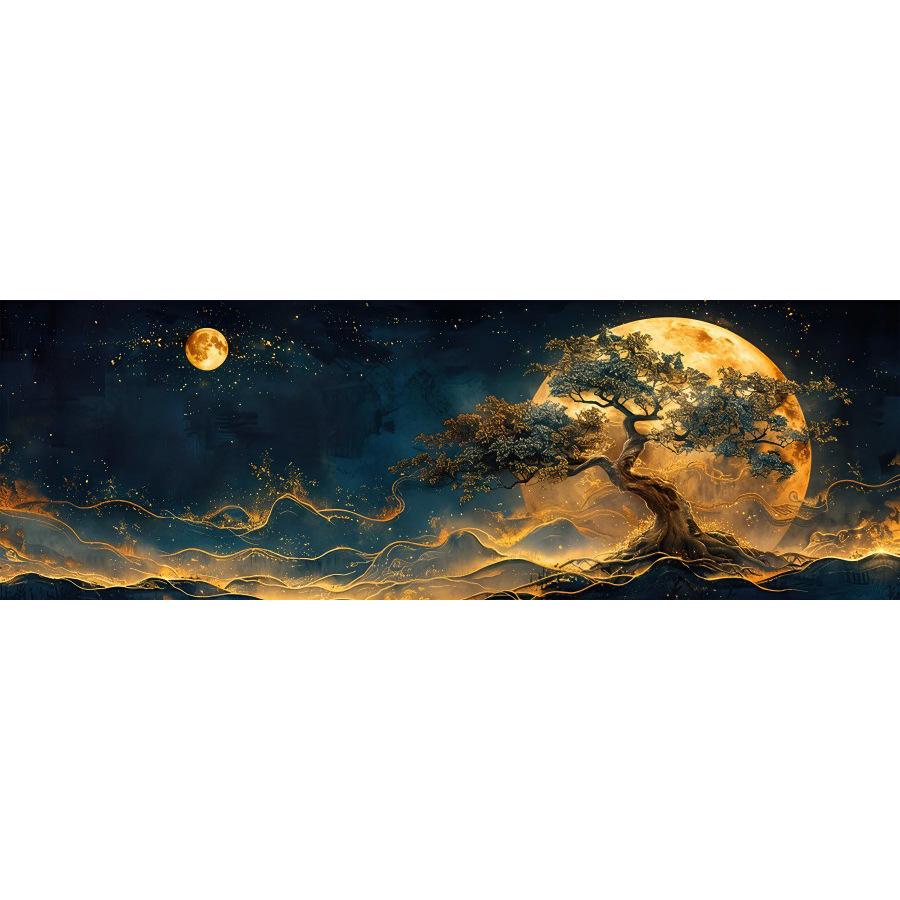 Gold Abstract Tree of Life Canvas Painting for Bedroom & Living Room Décor