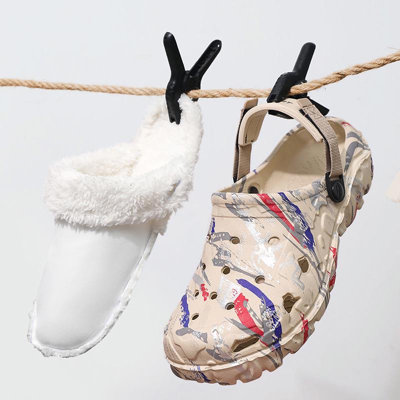 Men's Fleece-Lined Cotton Slippers - Lightweight Plus Size Closed-Toe Shoes