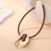 European and American Style Gold-plated Resin Pendant, Leather Rope Necklace, Female Retro Personalized Collarbone Chain, Simple and High-end Jewelry