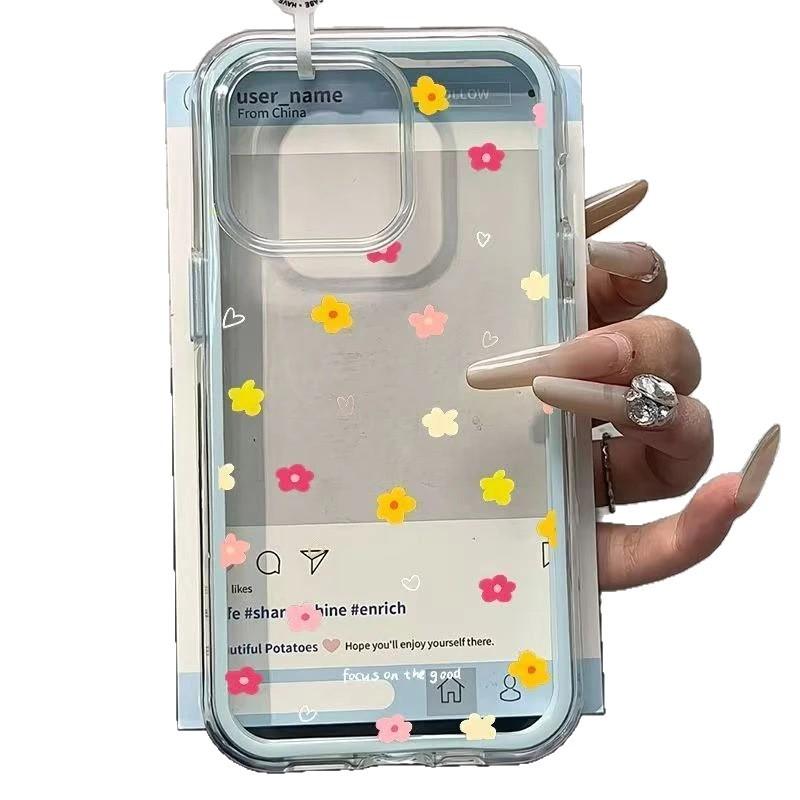 ins color flower is suitable for Apple 17promax mobile phone case iPhone16 two-in-one 14/15 color edge 13 sets
