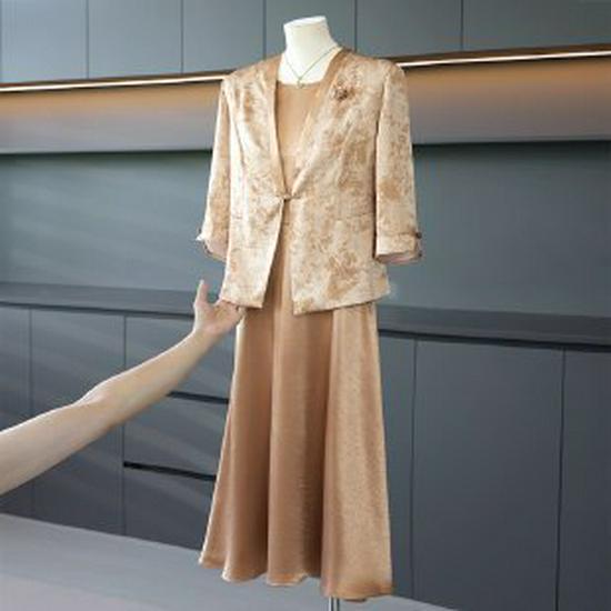Elegant Slimming Two-Piece Suit: Luxury Jacket & Dress Set for Middle-Aged Women XL хаки