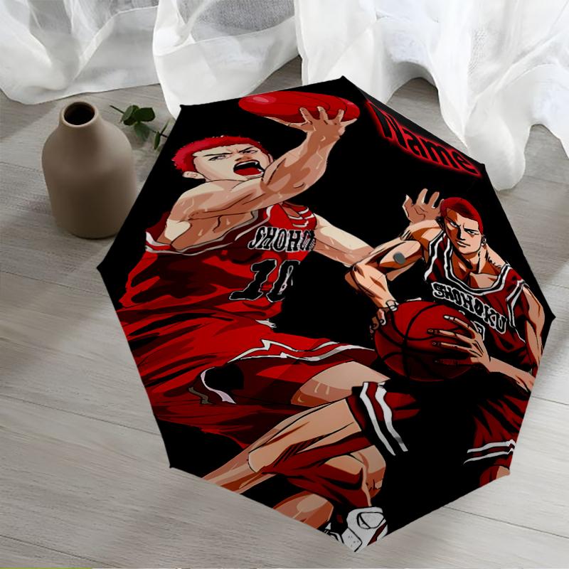 Custom Name Slam Dunk Theme Automatic Umbrella, Lightweight & Portable, 8 Rib, Perfect for Outdoor Travel, Birthdays, Christmas, Gifts.