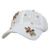 Rhinestone Pearl Flower Lace Baseball Cap, Women Breathable Mesh Adjustable Summer Sun Hat