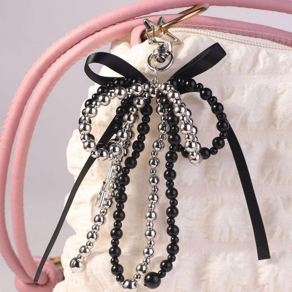 Elegant Delicate Beaded Bowknot Star Keychain Metal Y2K Keychain Pendant Bag Pendant Bag Accessories