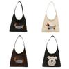 Stylish Large Capacity Tote Bag For Women With Cute Cartoon Design In Black White And Coffee Colors