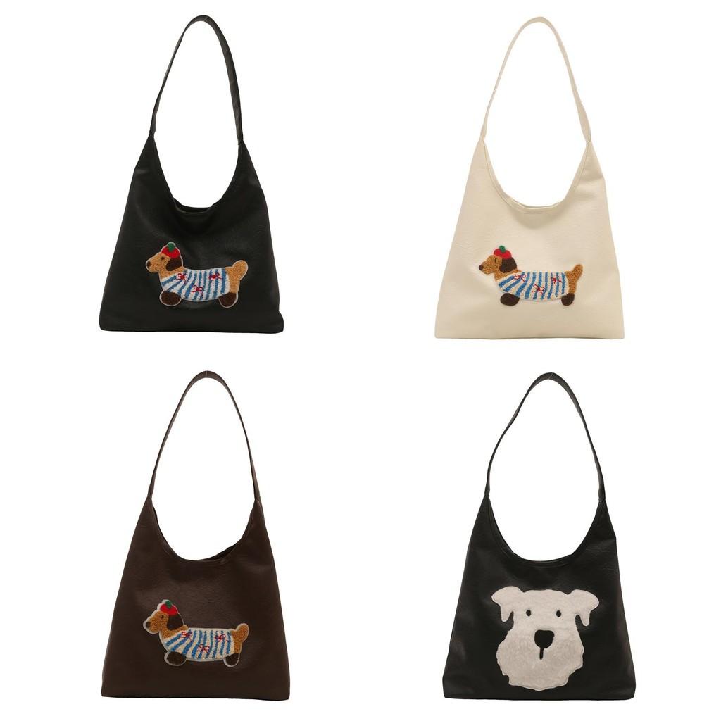 Stylish Large Capacity Tote Bag For Women With Cute Cartoon Design In Black White And Coffee Colors