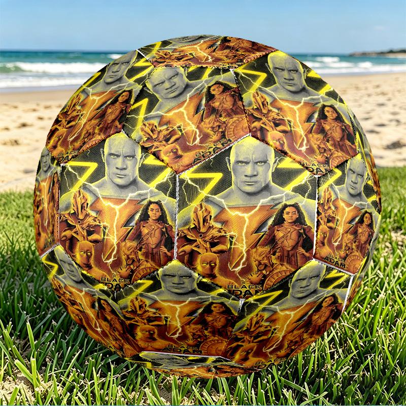 Black Adam Print Size 5 Soccer Ball, PU Wear Resistant Football for Match Training and Daily Practice, Birthday Gift for Soccer Fans