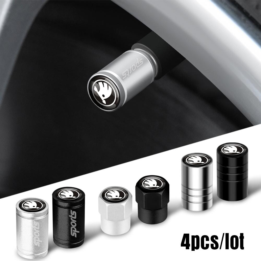 msdf2 Car Wheel Tire Valve Caps Tyre Rim Stem Covers Airdust for Skoda Octavia Rapid Fabia Superb Kodiaq Scala Karop Kamiq VII VRS S