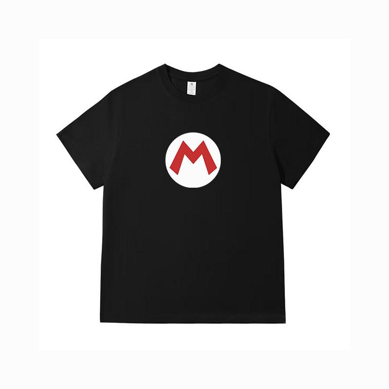 Super Mario Mario M Logo Shortsleeved Childrens Game Accessories Pure Cotton Tshirt Cultural Shirt Fashionable Casual Top 100