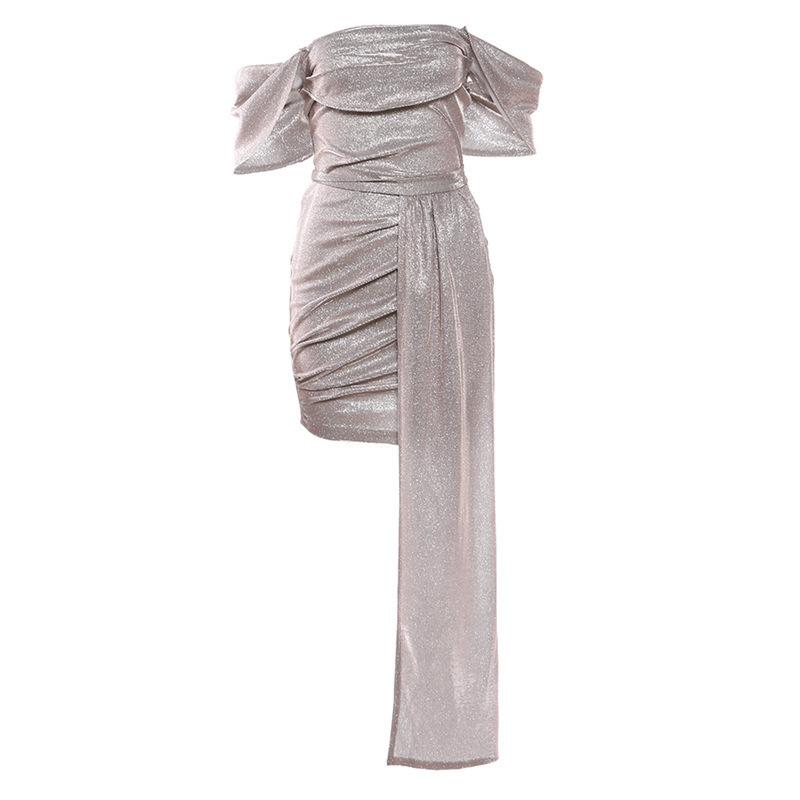2026 European and American autumn new fashion irregular sleeves waist and hip design streamer dress women's clothing