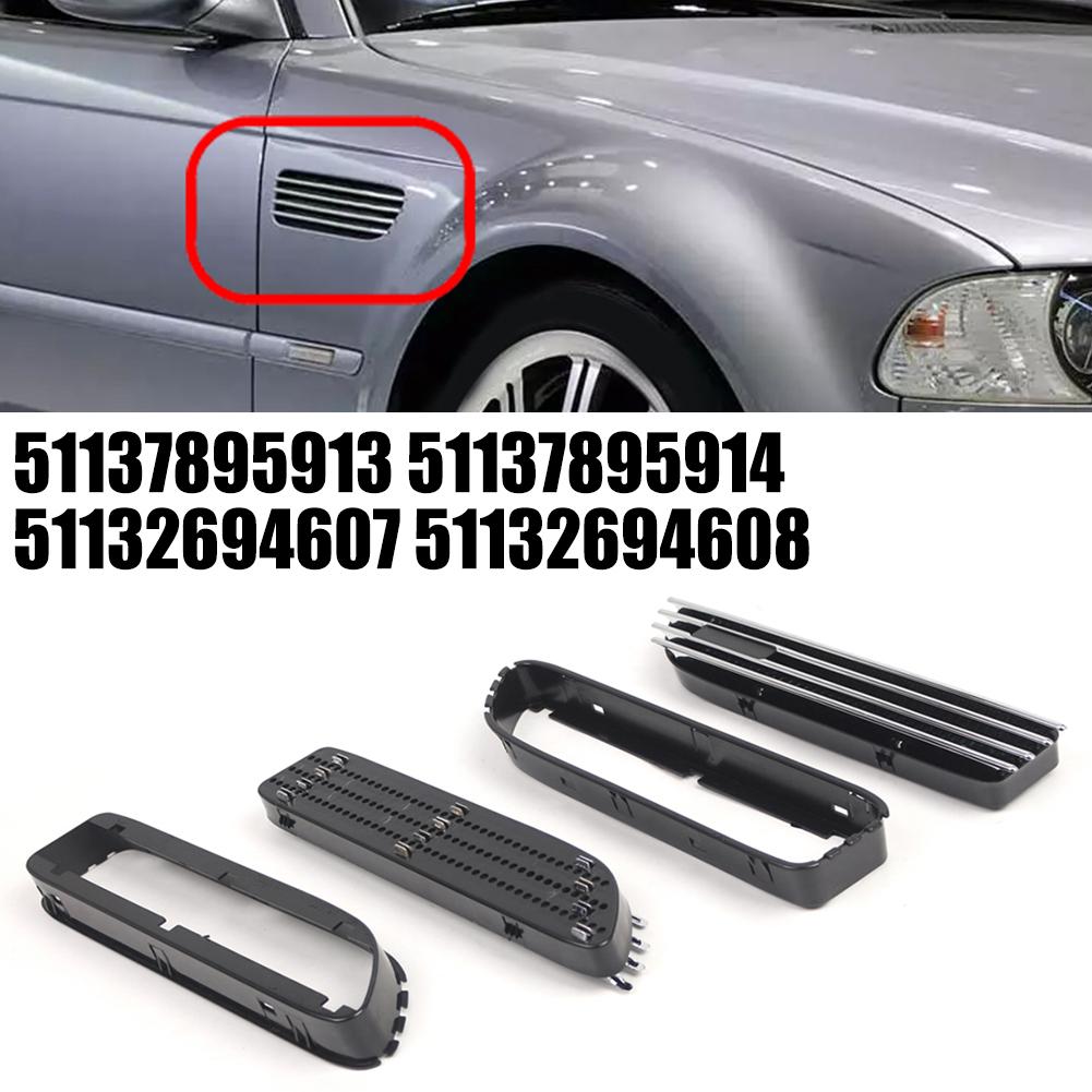 2x Car Silver Black Side Grill Fender Vent Grille 51137895913 51137895914 51132694607 51132694608 FOR BMW E46 For M3 2001-2006