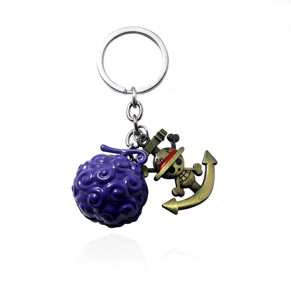 One Piece Devil Fruit Keychain & Zoro Metal Pendant Set