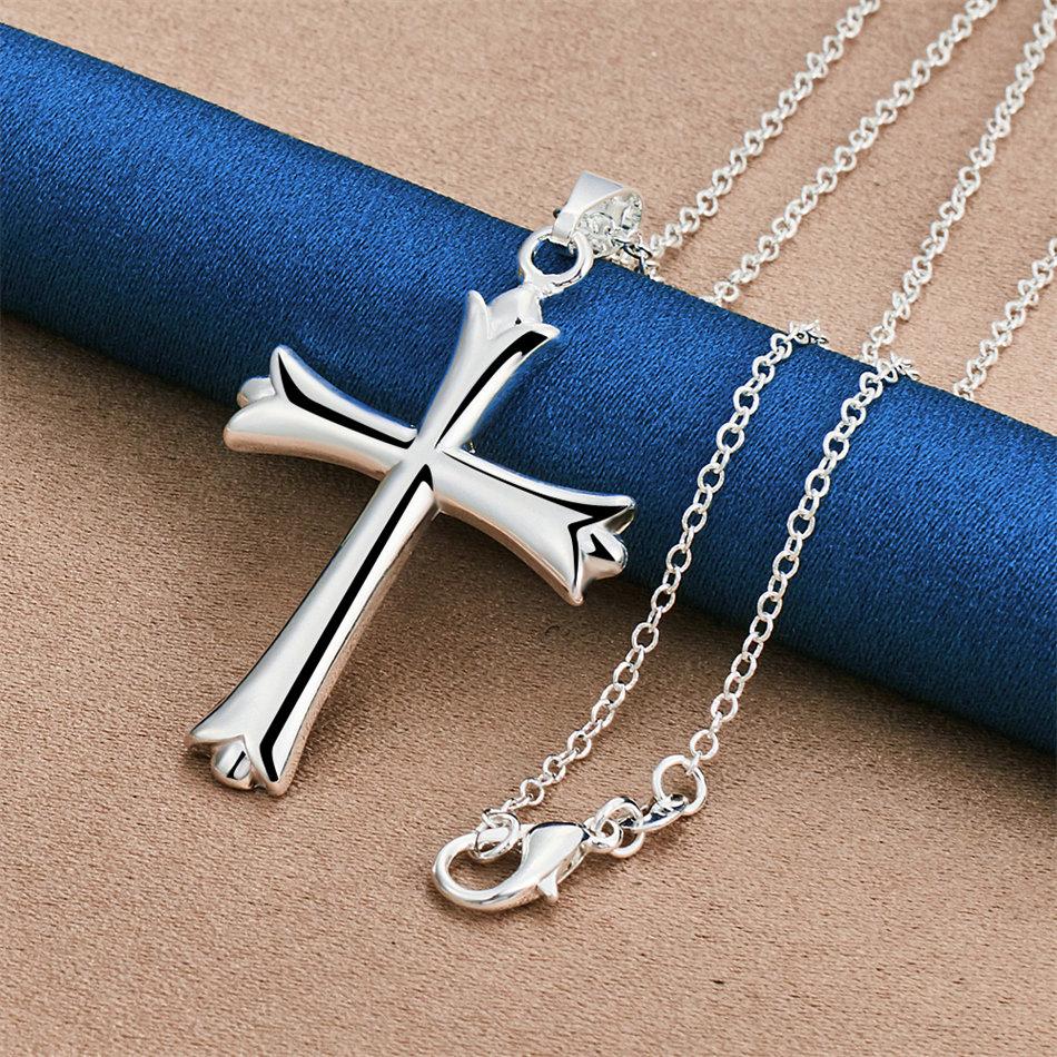 925 sterling silver 16-30 inch exquisite cross pendant necklace for women's fashion wedding accessories jewelry