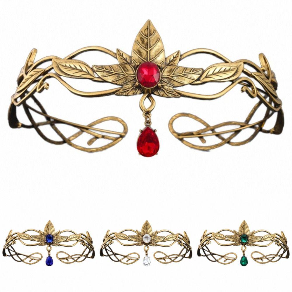 Couronne Elfe Ronde Vintage Roi Diadèmes Princesse Baroque Élégants Bandeau Luxe Accessoires de Cheveux de Mariée Occasions Spéciales
