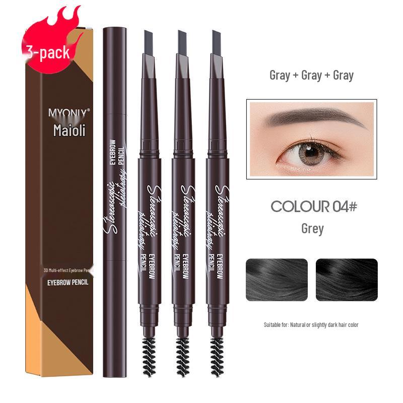 Maiouli 3D Smudge-Proof Multi-Effect Eyebrow Pencil - Beginner-Friendly Double-Ended Triangle Shape.