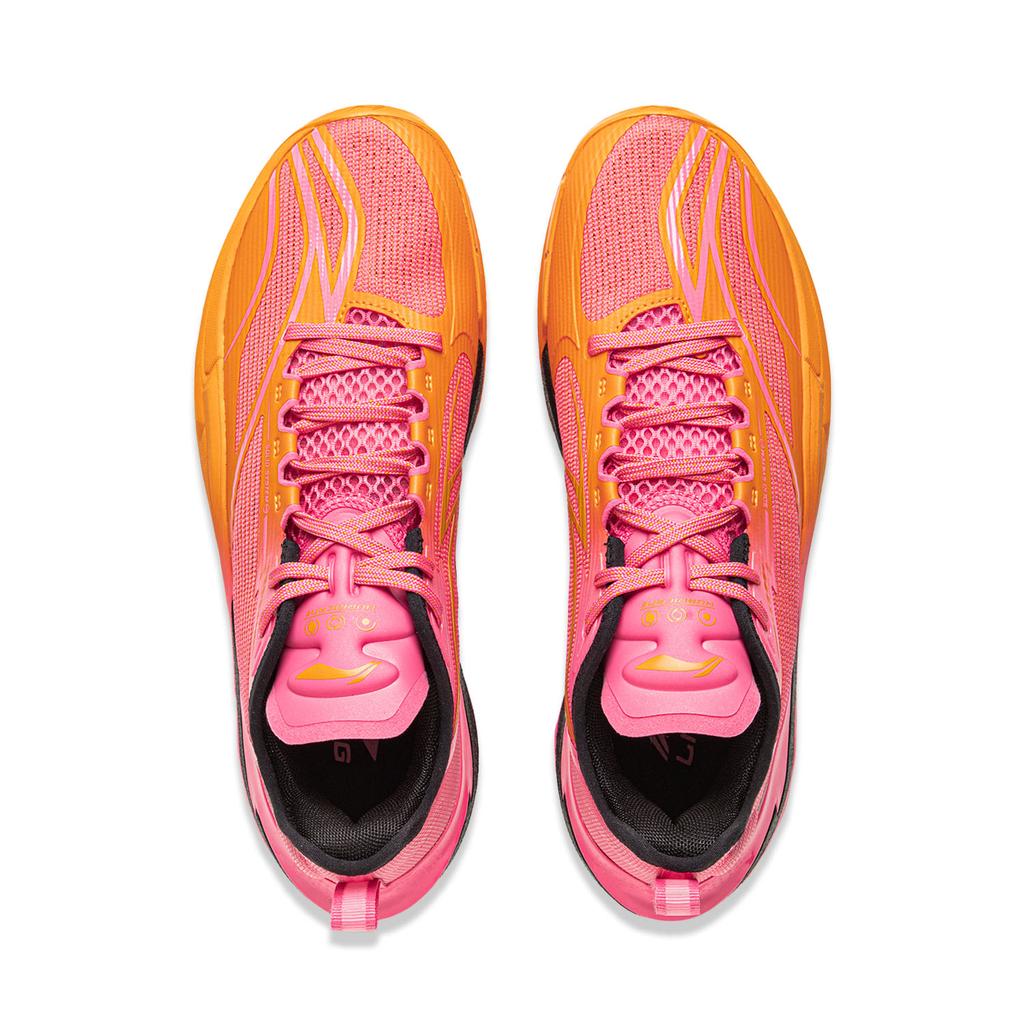 Li Ning Hurricane Story Full Palm Technology Running Guard Shoes Men Basketball Shoes Pink Orange ABAU083-11
