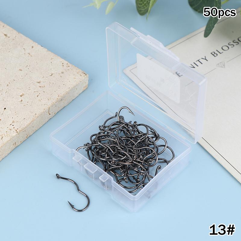 50Pcs Premium Fishing Hooks - Barbed Design For Anti-Slip & Secure Fish Grip | Reliable For Freshwater And Saltwater Hunting
