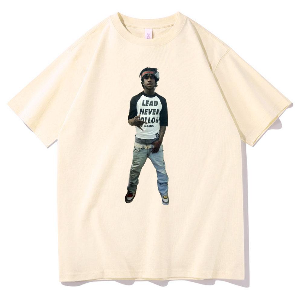 Rapper Chief Keef Lead Never Follow Leaders Funny Meme Print Tshirt Men Women Hip Hop Oversized Tees Male 100 Cotton Tshirt